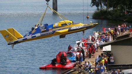 Hydroplane racing boats at Kennewick's Water Follies waterfront